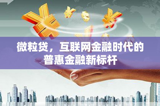 前镇微粒贷，互联网金融时代的普惠金融新标杆