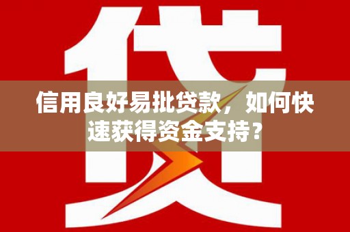 前镇信用良好易批贷款，如何快速获得资金支持？