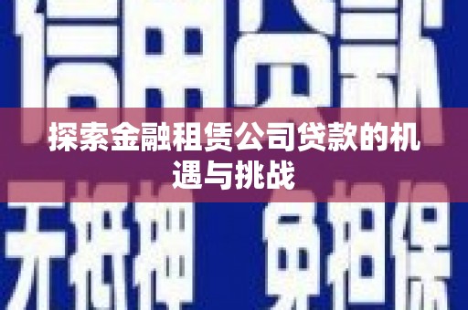 前镇探索金融租赁公司贷款的机遇与挑战