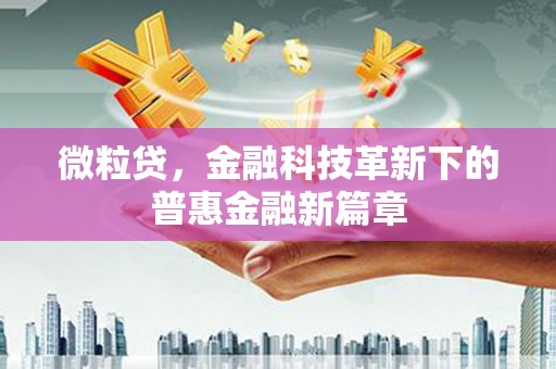 前镇微粒贷，金融科技革新下的普惠金融新篇章