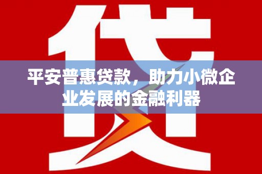 前镇平安普惠贷款，助力小微企业发展的金融利器