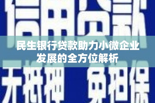 前镇民生银行贷款助力小微企业发展的全方位解析