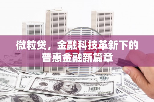 前镇微粒贷，金融科技革新下的普惠金融新篇章