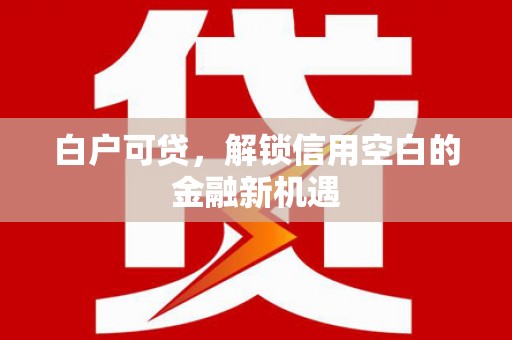 前镇白户可贷，解锁信用空白的金融新机遇