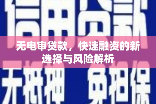 前镇无电审贷款，快速融资的新选择与风险解析