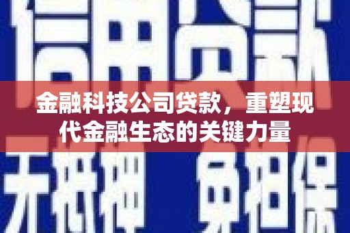 前镇金融科技公司贷款，重塑现代金融生态的关键力量